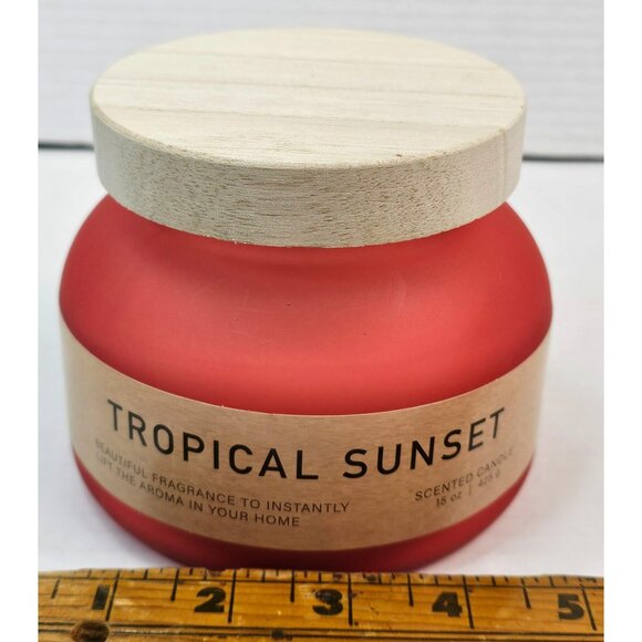 Tropical Sunset Scented Candle 15 Oz With Wooden Lid Double Wick - Picture 8 of 9
